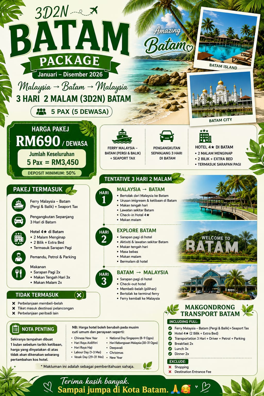 3D2N Batam Package