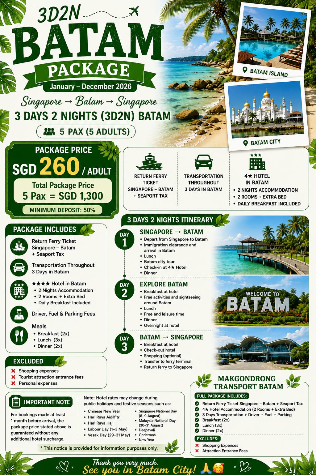 3D2N Batam Package